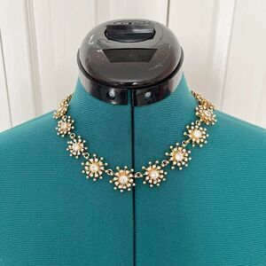Starburst Gold Tone Round Crystal Clear Statement Adjustable Fashion Necklace
